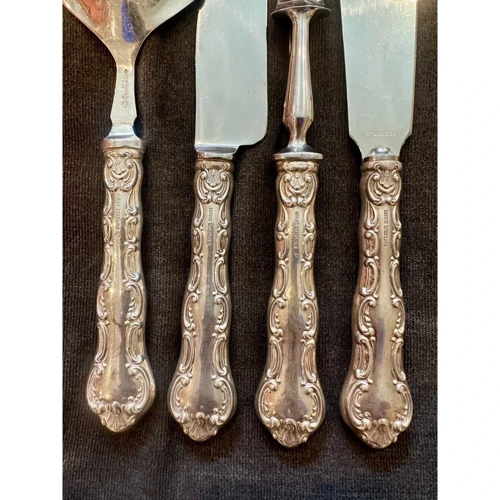 Pompadour by Birks Sterling Silver Serving Utensils Lot of 4 No‎ Mono 335 grams